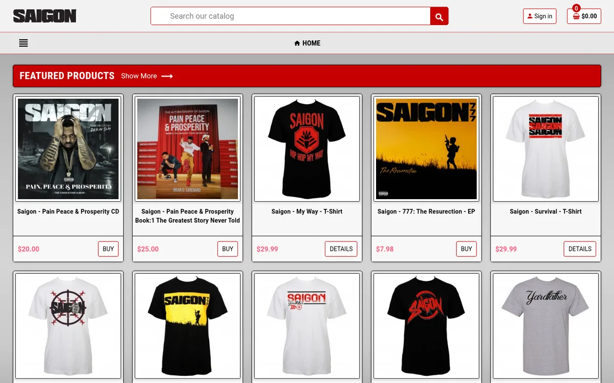 The Saigon merch storefront