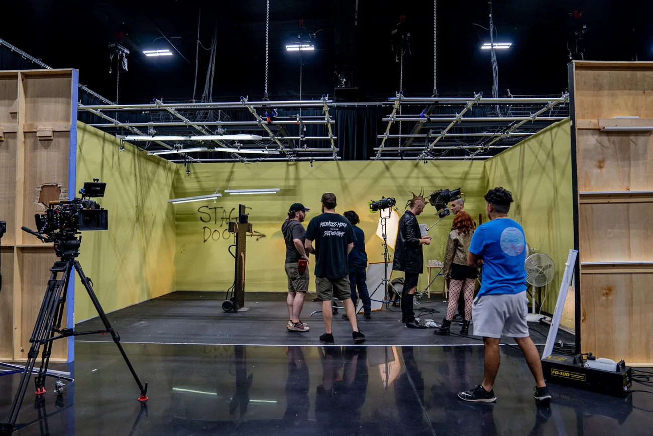 A green-screen production in progress